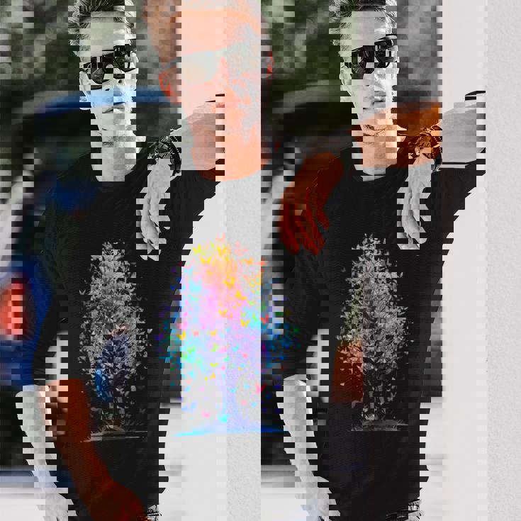 蝶の木の美学 蝶々 美しい美学 長袖Tシャツ 彼への贈り物