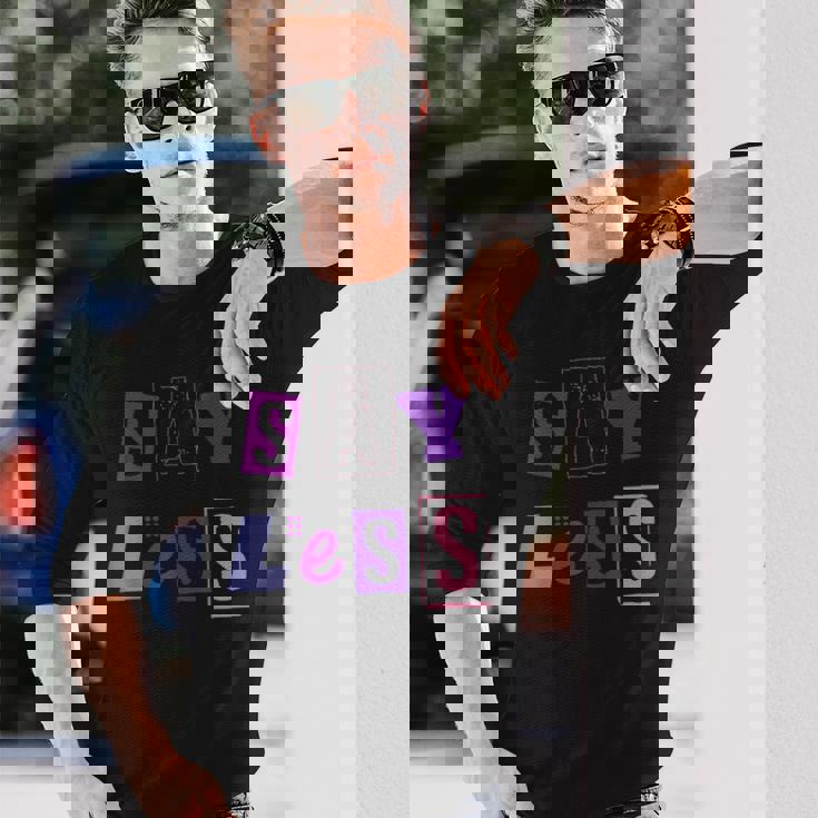 言うことを少なく見積もり-言う量を減らす 長袖Tシャツ 彼への贈り物