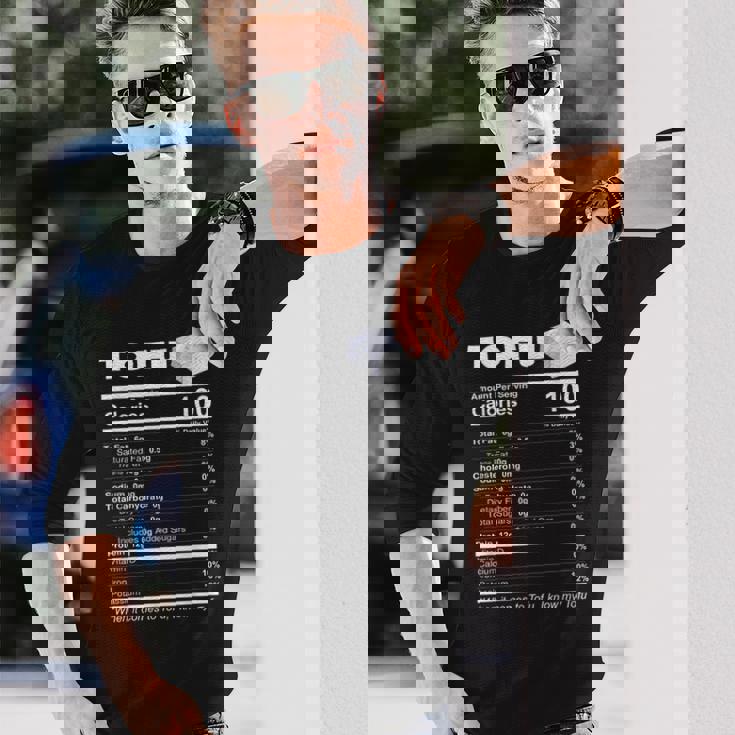 豆腐栄養成分 おもしろ食品 ビーガン ベジタリアンプロテイン 長袖Tシャツ 彼への贈り物