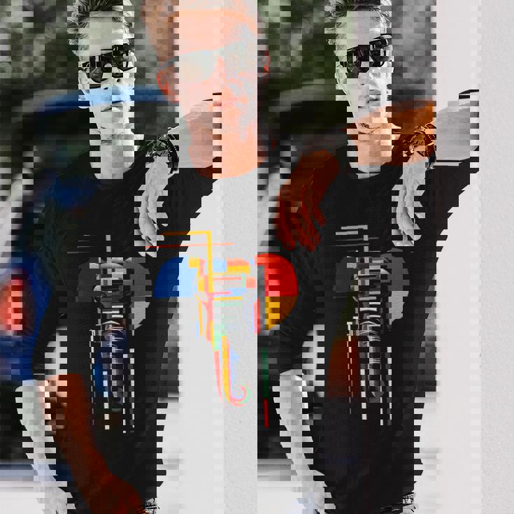 象 抽象 動物 アート 幾何学模様 グラフィック 象 長袖Tシャツ 彼への贈り物