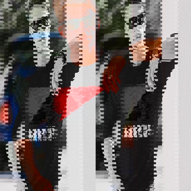 赤黒アナーキーフラッグtシャツ 長袖Tシャツ 彼への贈り物