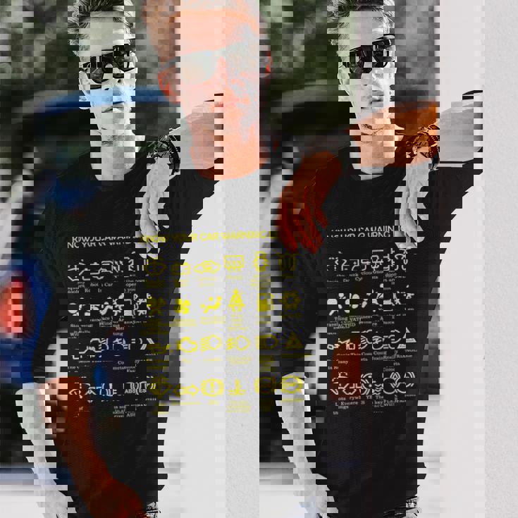 車の警告灯 非常に面白いドライバー 長袖Tシャツ 彼への贈り物