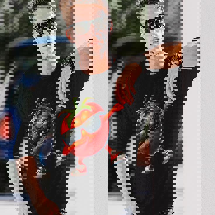 軽くたたくトマト ダンシング 軽くたたくトマト フルーツ 長袖Tシャツ 彼への贈り物