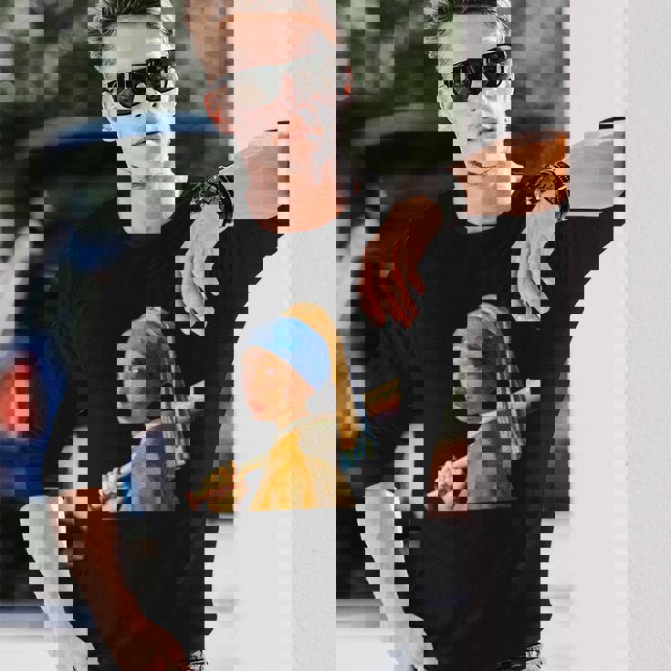 野球 面白いtシャツ フェルメール ベースボール おもしろ 服 ネタ メンズ 野球部 おもしろグッズ 子供 長袖Tシャツ 彼への贈り物