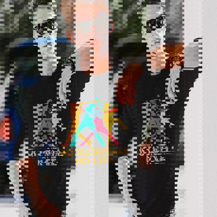 野球 面白いtシャツ おもしろ 文字入り 服 No Baseball No Life ベースボール 文字 ネタ メンズ 長袖Tシャツ 彼への贈り物