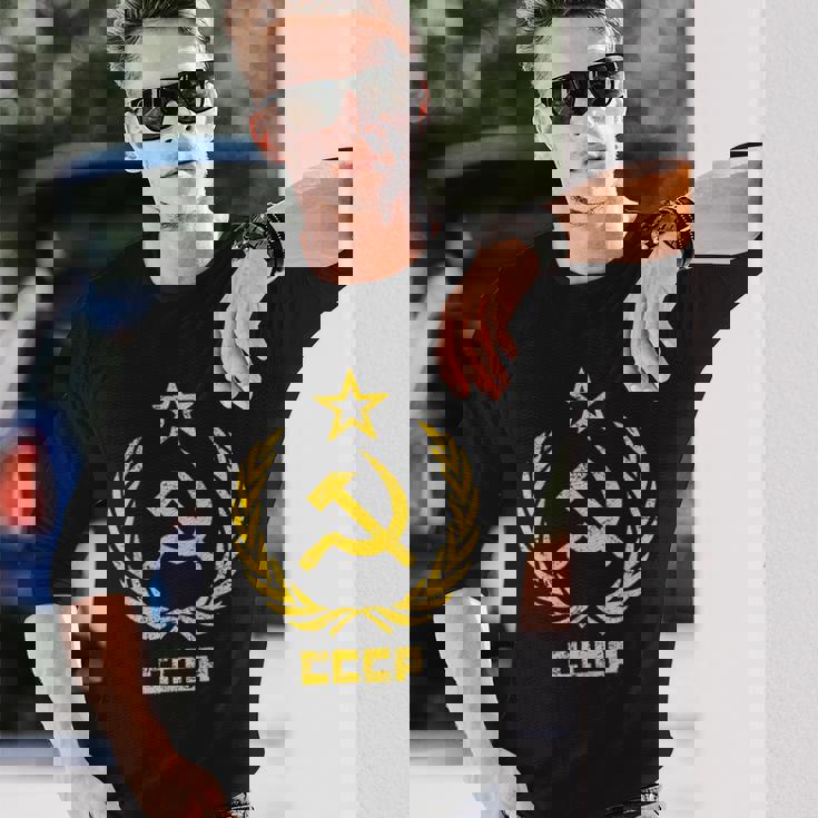 鎌と槌の星cccpソビエト連邦 長袖Tシャツ 彼への贈り物