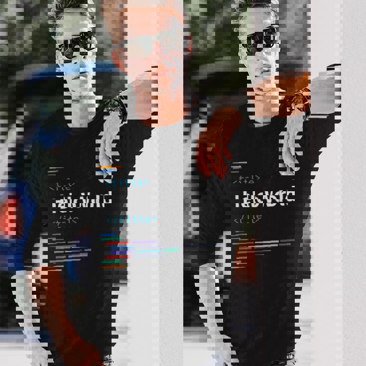 開発者 Hello World 長袖Tシャツ 彼への贈り物