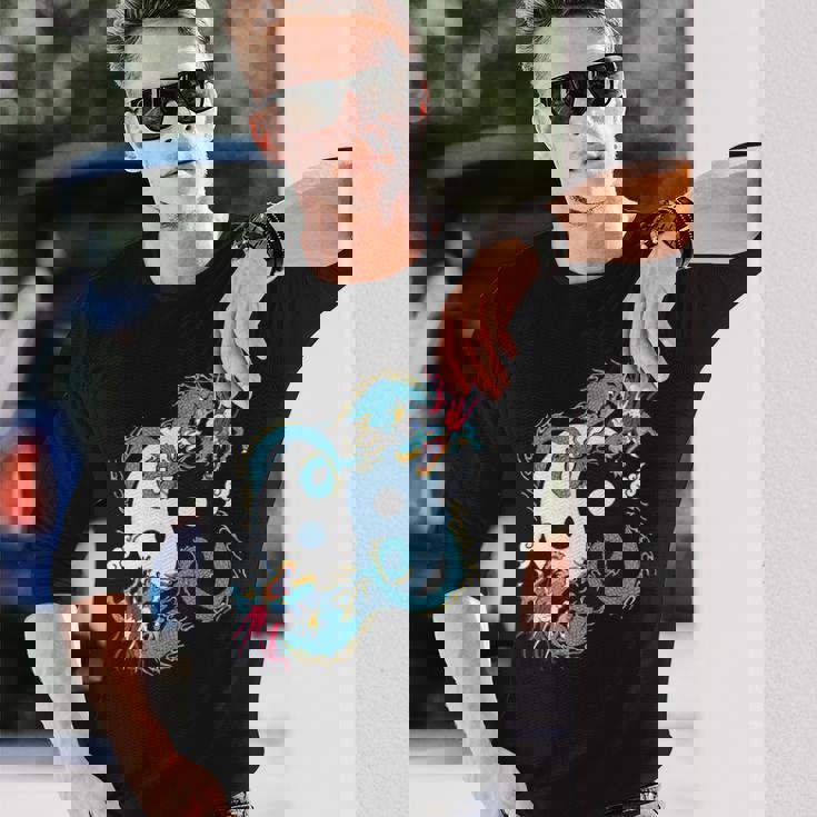 陰陽太極拳ドラゴンデザイン 瞑想用 太極拳 長袖Tシャツ 彼への贈り物