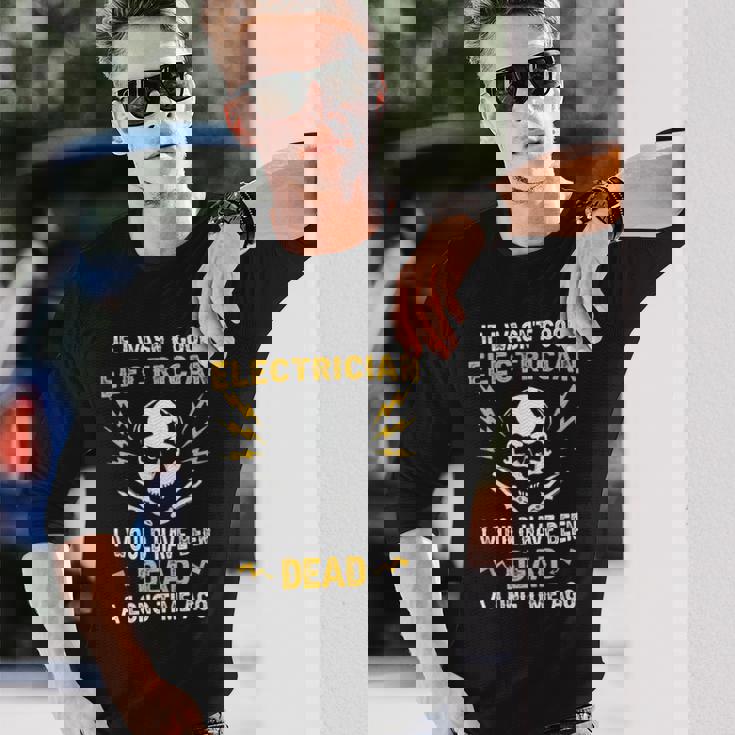 メンズ 電気工事士 電気 おもしろ電気工事士 長袖Tシャツ 彼への贈り物