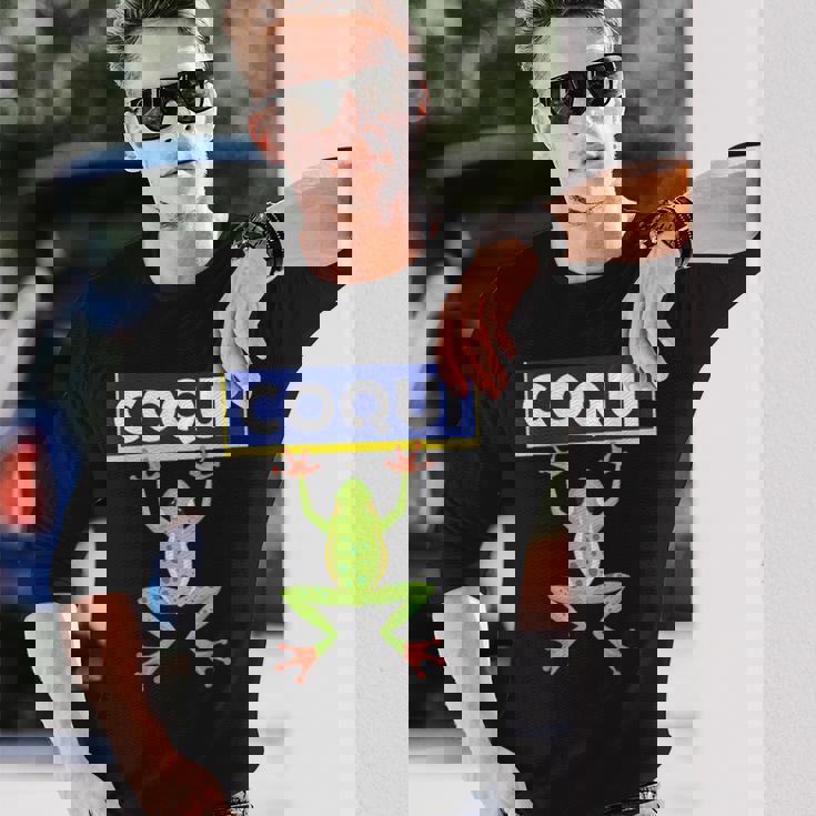 面白い コキ カエル 食べ物 プエルトリコ ゴヤ ラテン コミダ ボリクア 長袖Tシャツ 彼への贈り物