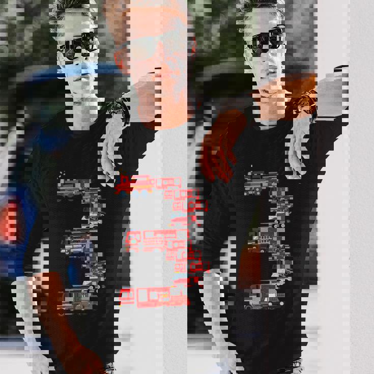 面白い3歳の幼児消防士キッズ消防車3位 長袖Tシャツ 彼への贈り物