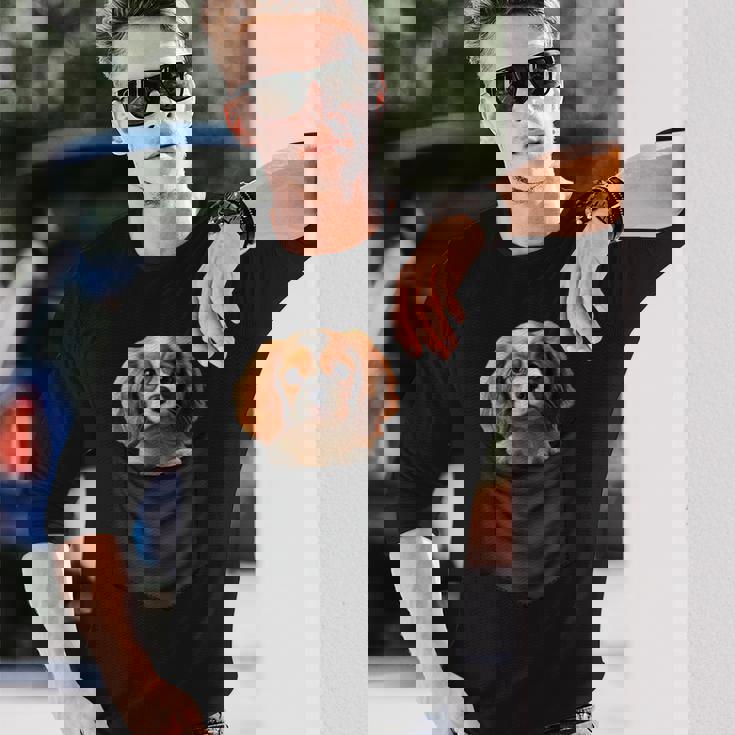 面白いtシャツ キャバリア ポケット イヌ わんこ メンズ 犬好き グッズ おもしろ 面白い 服 ネタ 長袖Tシャツ 彼への贈り物