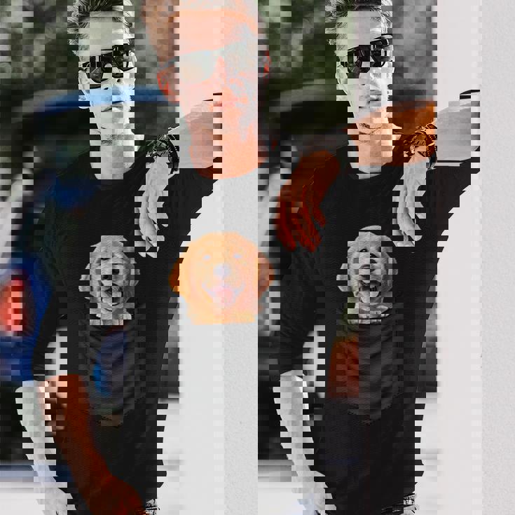 面白いtシャツ ゴールデンレトリバー 胸 ポケット イヌ メンズ 犬 グッズ おもしろ 面白い 服 ネタ 長袖Tシャツ 彼への贈り物