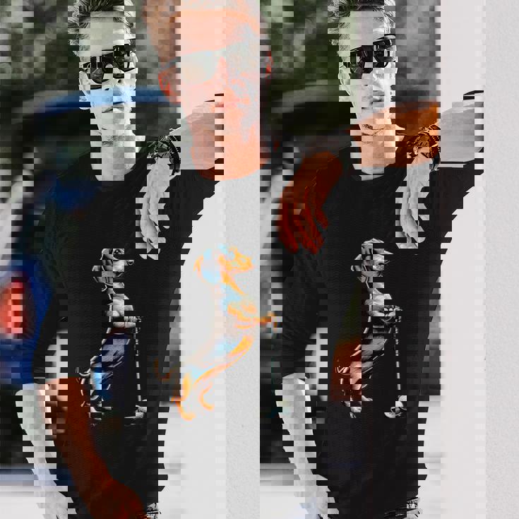 面白いtシャツ ダックスフンド ゴルフ イヌ メンズ 犬好き グッズ かわいい おもしろ 面白い 服 ネタ 長袖Tシャツ 彼への贈り物