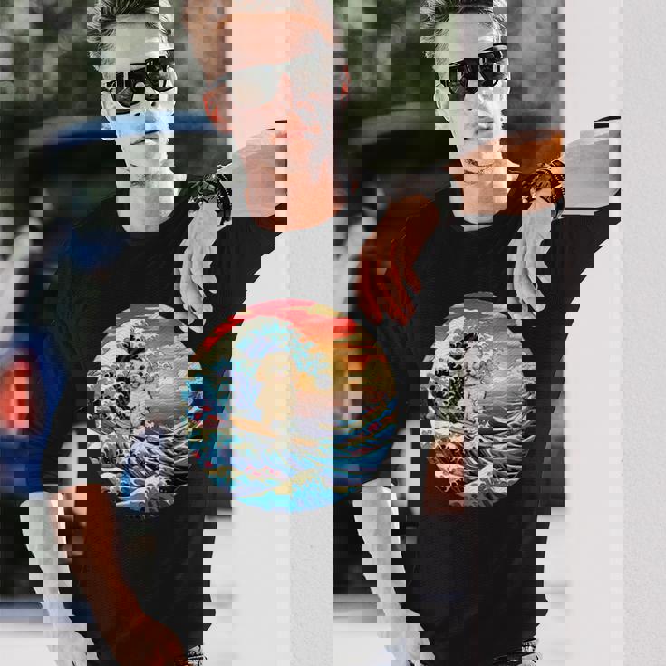 面白いtシャツ トイプードル イヌ メンズ 犬好き グッズ かわいい おもしろ 面白い 服 ネタ サーフィン 長袖Tシャツ 彼への贈り物