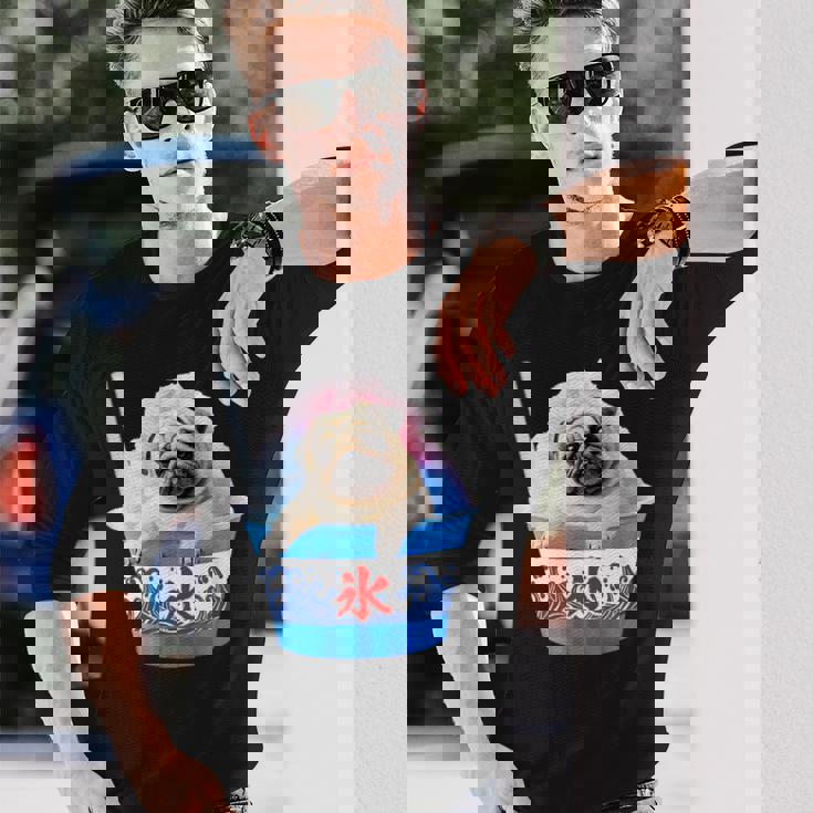 面白いtシャツ パグ かき氷 イヌ メンズ 犬好き グッズ かわいい おもしろ 面白い 服 ネタ 夏 長袖Tシャツ 彼への贈り物