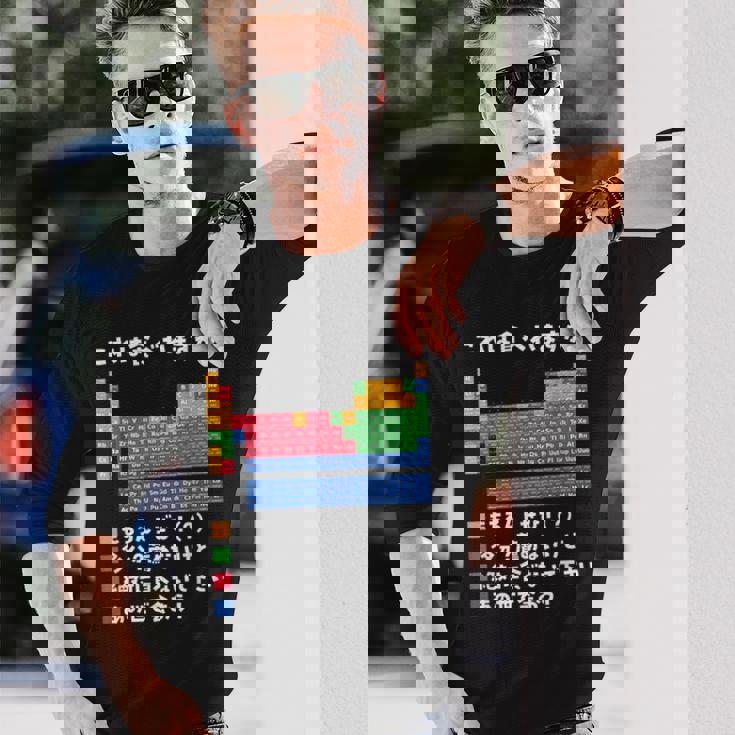 面白いtシャツ 周期表 化学 ネタ 服 おもしろ 元素 オリジナル メンズ ネタ 科学 理系 長袖Tシャツ 彼への贈り物