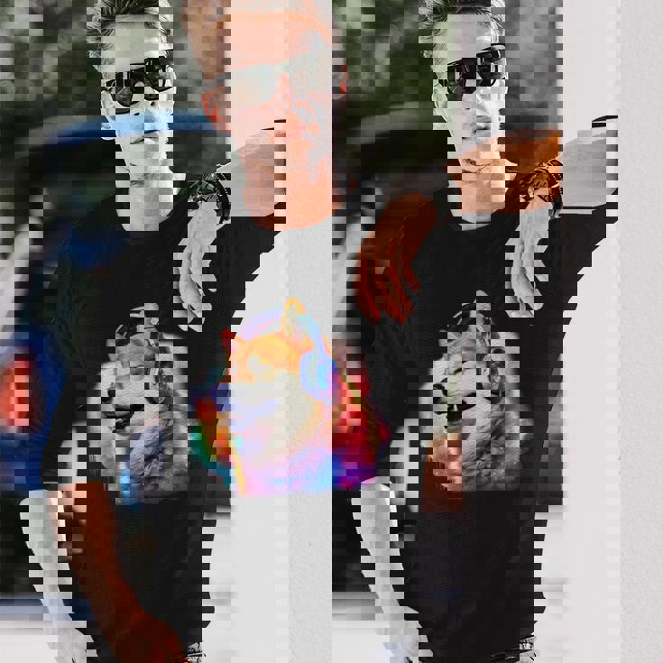 面白いtシャツ 柴犬 ゲーム 音楽 イヌ わんこ メンズ 犬好き グッズ おもしろ 面白い 服 ネタ 長袖Tシャツ 彼への贈り物