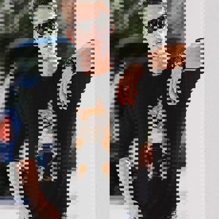 面白いtシャツ 柴犬 ポケット イヌ わんこ メンズ 犬好き グッズ かわいい おもしろ 面白い 服 ネタ 長袖Tシャツ 彼への贈り物