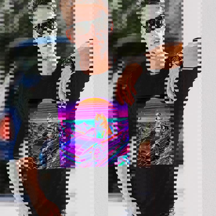 面白いtシャツ 柴犬 車 イヌ わんこ メンズ 犬好き グッズ かわいい おもしろ 面白い 服 ネタ 長袖Tシャツ 彼への贈り物