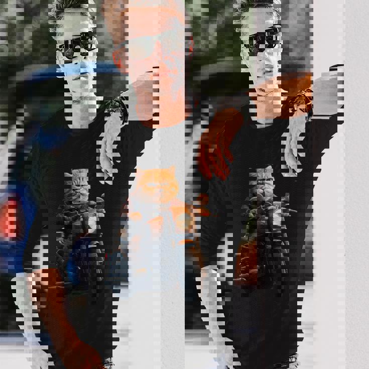 面白いtシャツ 猫 ネコ メンズ バイク 猫好き グッズ おもしろ 面白い 服 ネタ にゃんこ 猫の下僕 長袖Tシャツ 彼への贈り物