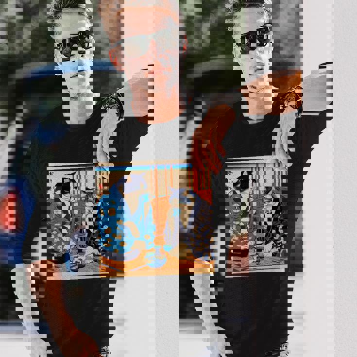 面白いtシャツ 猫 ネコ 酒 メンズ 猫好き グッズ おもしろ 面白い 服 ネタ にゃんこ 猫の下僕 浮世絵 長袖Tシャツ 彼への贈り物