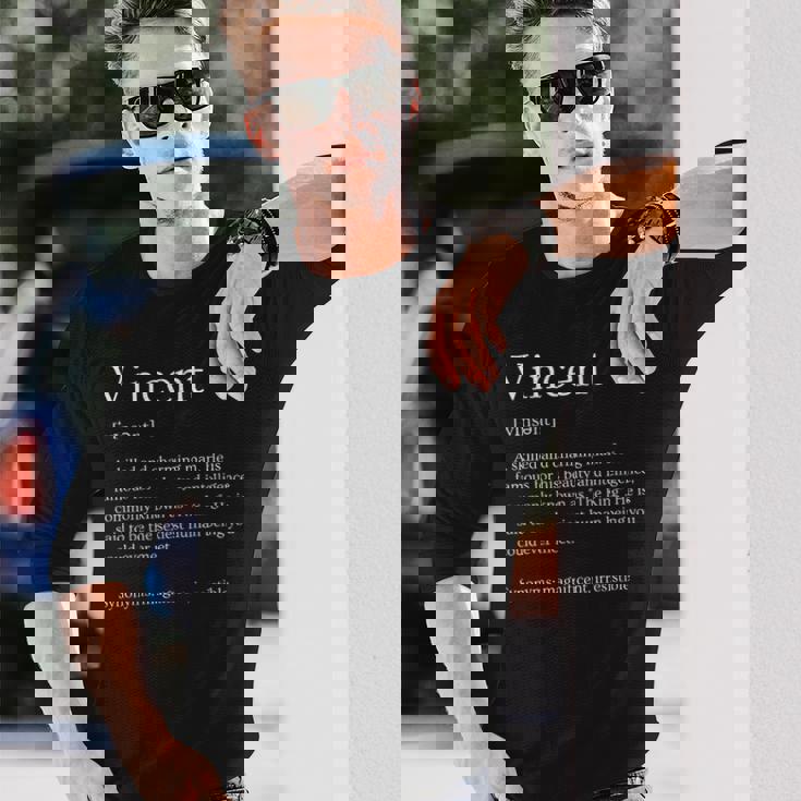 メンズ 面白いvincentの名前の意味 -Incent パーソナライズされた名前 長袖Tシャツ 彼への贈り物