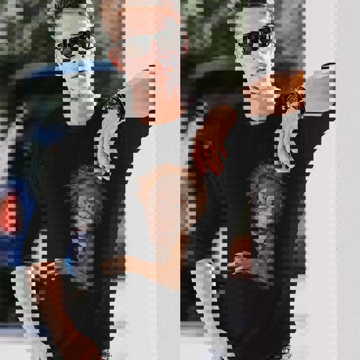 面白いオランウータン 長袖Tシャツ 彼への贈り物