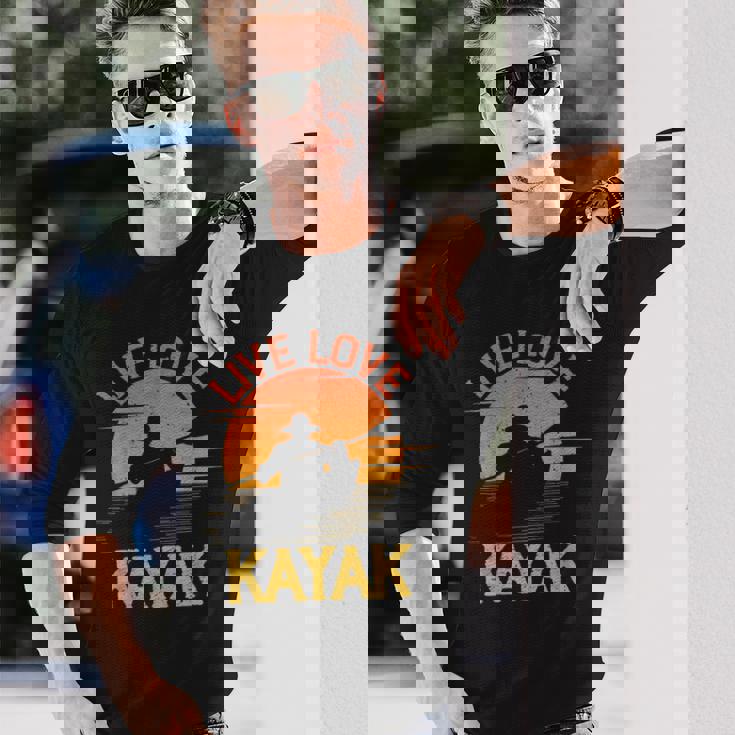 面白いカヤック愛好家 カヤックライブ ラブカヤック 長袖Tシャツ 彼への贈り物