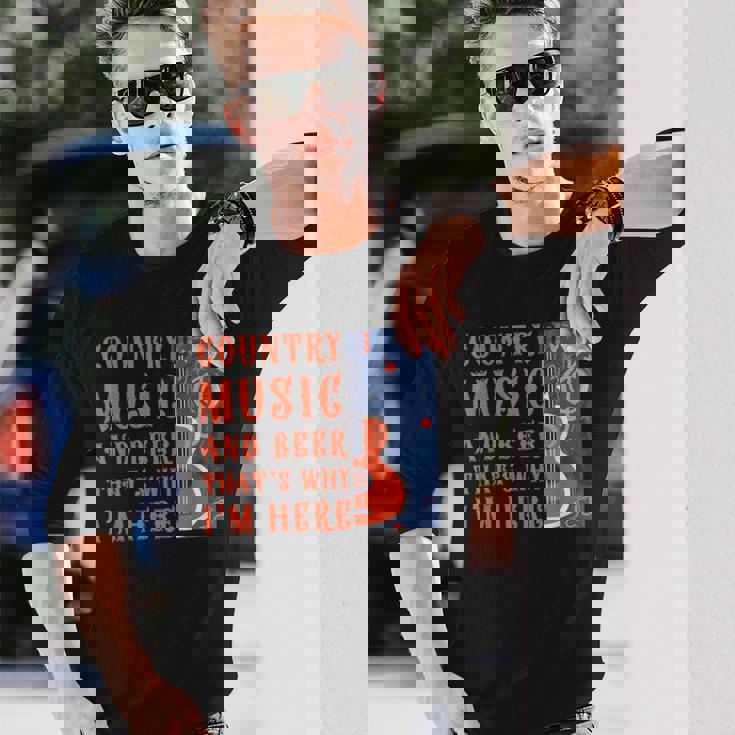 面白いカントリーミュージック&ビール音楽祭 アコースティックギター 長袖Tシャツ 彼への贈り物