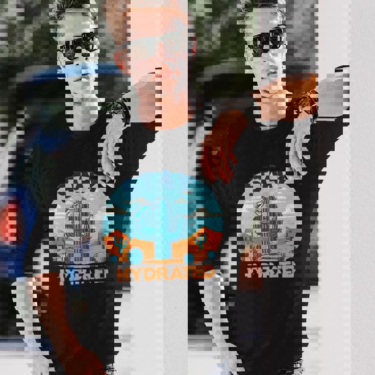 面白いサボテンの水やり-水分補給 長袖Tシャツ 彼への贈り物