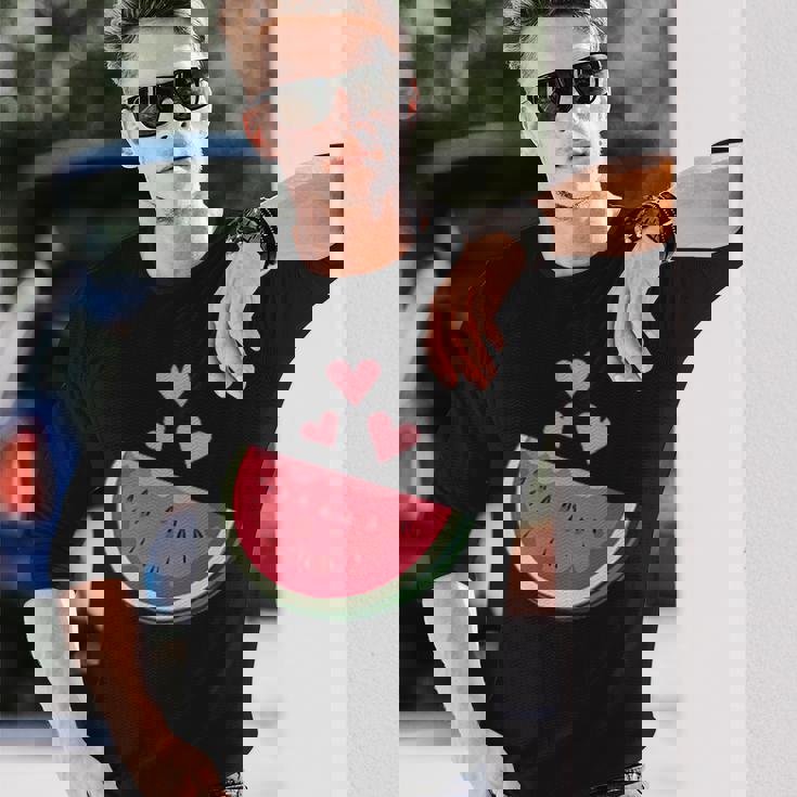 面白いスイカ ハワイアンビーチバケーション ラブスイカ 長袖Tシャツ 彼への贈り物