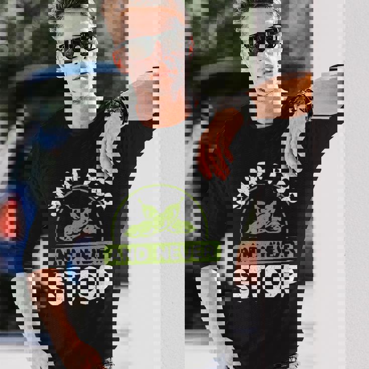 面白いスナップポップと決して止まらない日本料理 枝豆好き。 長袖Tシャツ 彼への贈り物