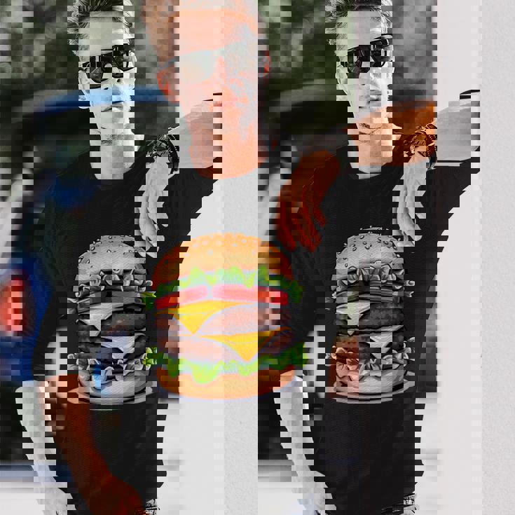 面白いチーズバーガーハンバーガーデザイン キッズ 男女兼用 長袖Tシャツ 彼への贈り物