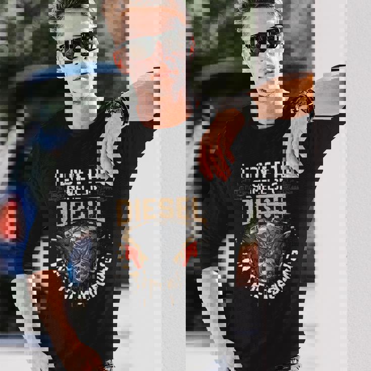 面白いディーゼルメカニックシャツ I Love Themell Of Diesel 長袖Tシャツ 彼への贈り物