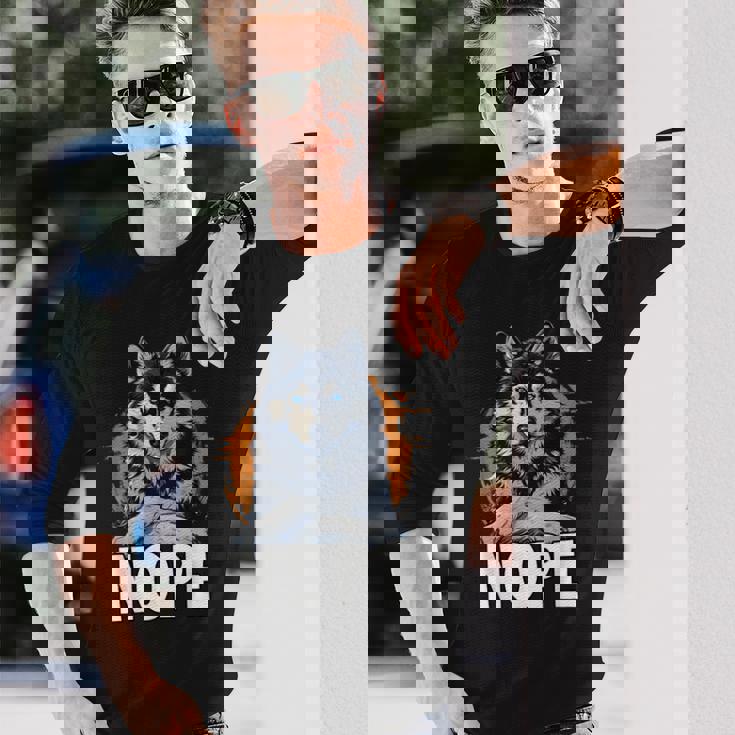 面白いハスキー T、犬の飼い主のための面白い犬の散歩服 長袖Tシャツ 彼への贈り物