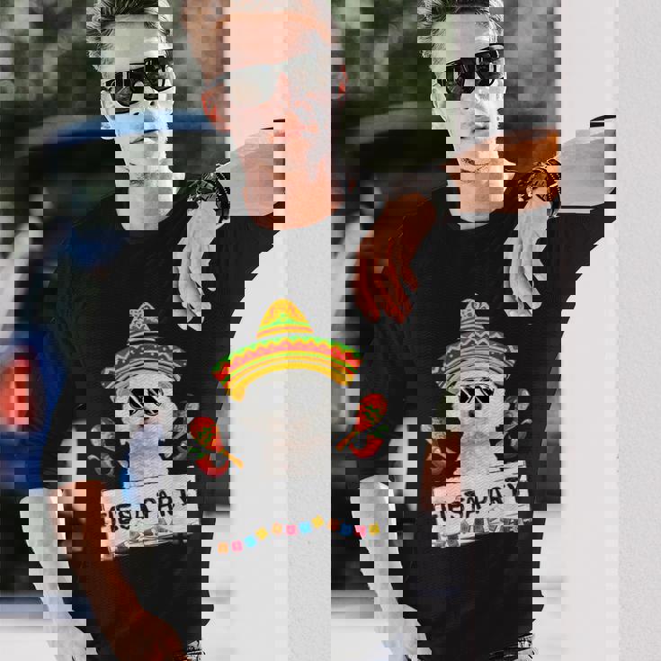 面白いパーティー かわいいビション・フリーゼ ソンブレロ サングラス 長袖Tシャツ 彼への贈り物