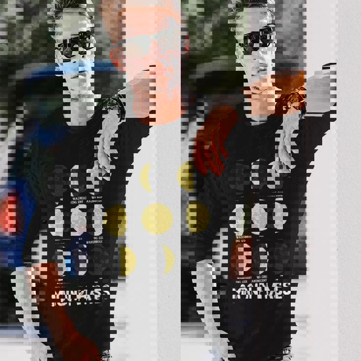 面白いムーンアート メンズ レディース キッズ ムーンフェイズ 宇宙科学 長袖Tシャツ 彼への贈り物