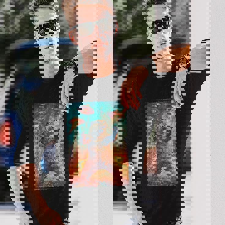 面白いレトロな日本の怪獣モンスターカワウソの自撮り写真東京ufo 長袖Tシャツ 彼への贈り物