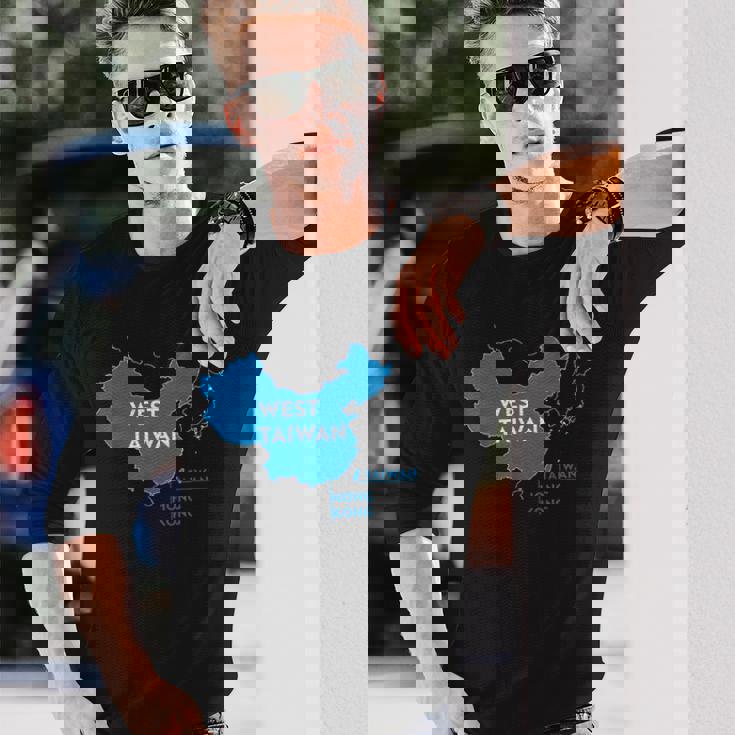 面白い中国地図西台湾 長袖Tシャツ 彼への贈り物