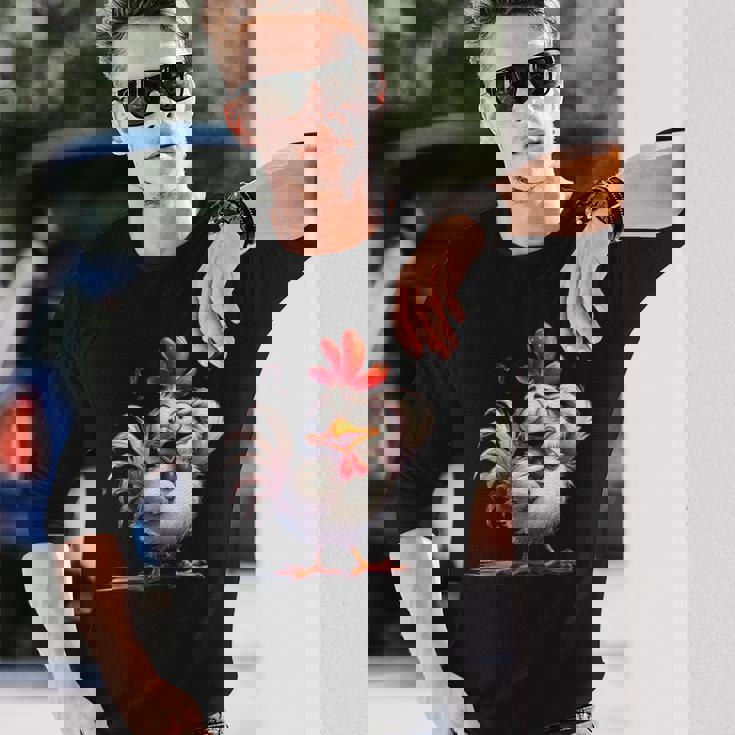 面白い動物、友人や家族のための素晴らしいチキン 長袖Tシャツ 彼への贈り物