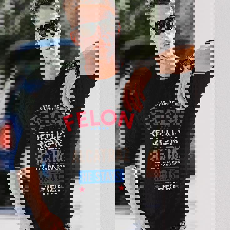 面白い反トランプ・フェロン・アルカトラズ 長袖Tシャツ 彼への贈り物