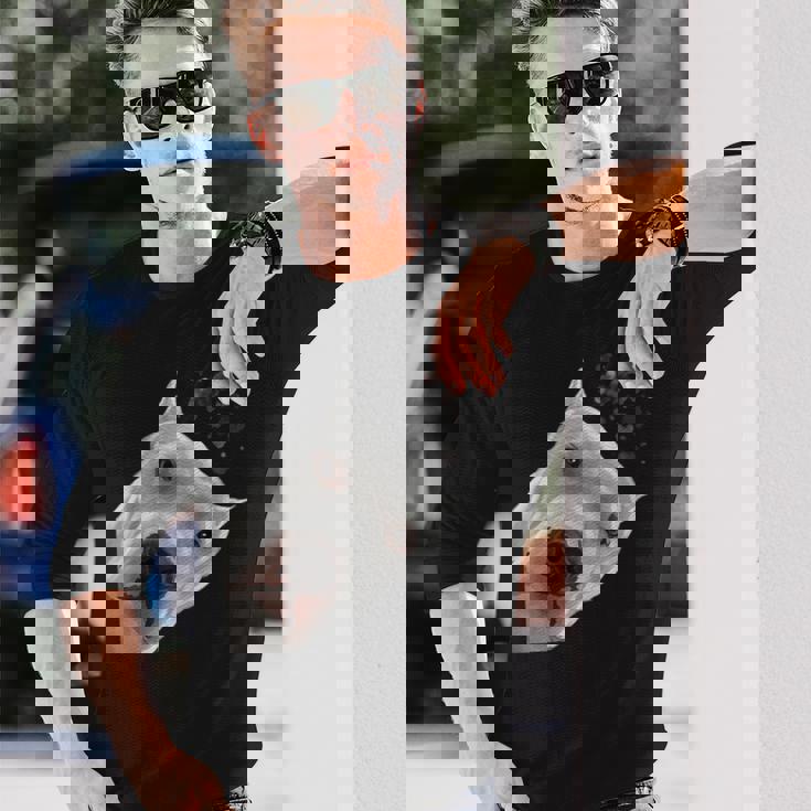 面白い好奇心旺盛な犬ドゴアルヘンティーノ 長袖Tシャツ 彼への贈り物