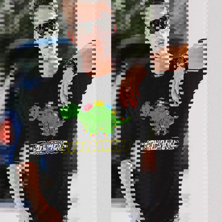 面白い恐竜 レゴサウルス レゴ ザウルス 恐竜 長袖Tシャツ 彼への贈り物