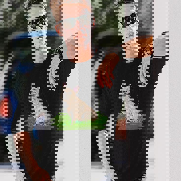 面白い手描きの犬-フレンチブルドッグ愛好家の贈り物 French Bulldogs Lovers 長袖Tシャツ 彼への贈り物