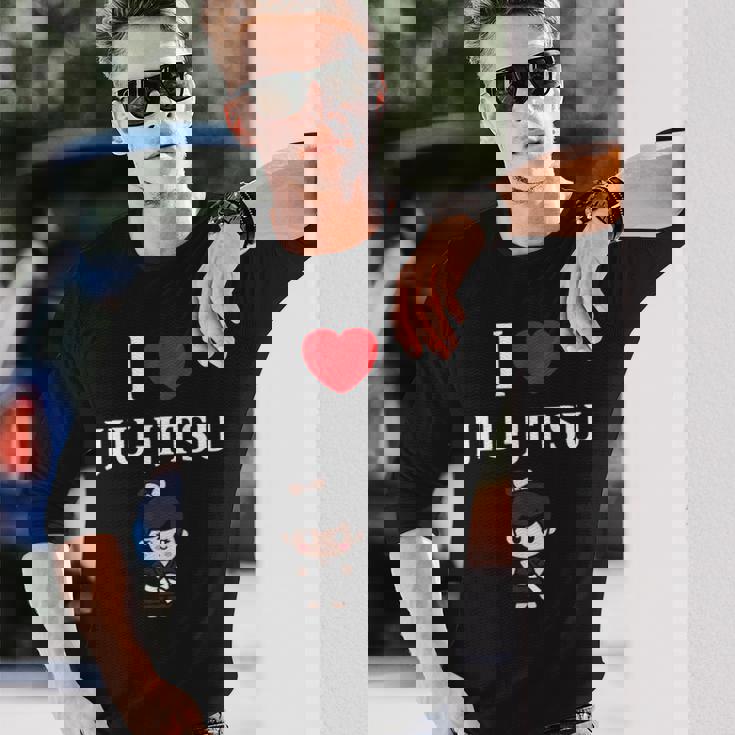 面白い柔術スポーツミニマリストかわいいシンプル柔術 I Love Jiu Jitsu 長袖Tシャツ 彼への贈り物