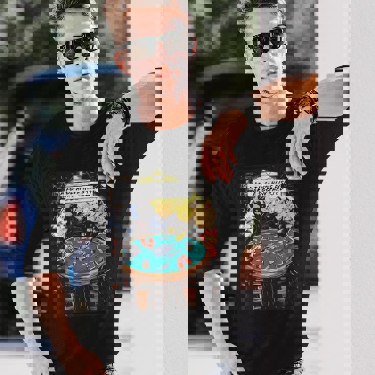 面白い猫のグラフィックプレイの猫ポーカープレイヤーは深刻なポーカーをプレイします 長袖Tシャツ 彼への贈り物