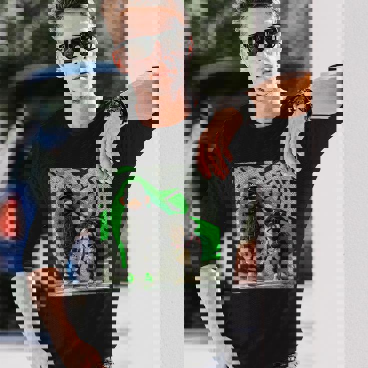 面白い猿と犬のグラフィックストリートウェアクールなデザイン 男性用 長袖Tシャツ 彼への贈り物