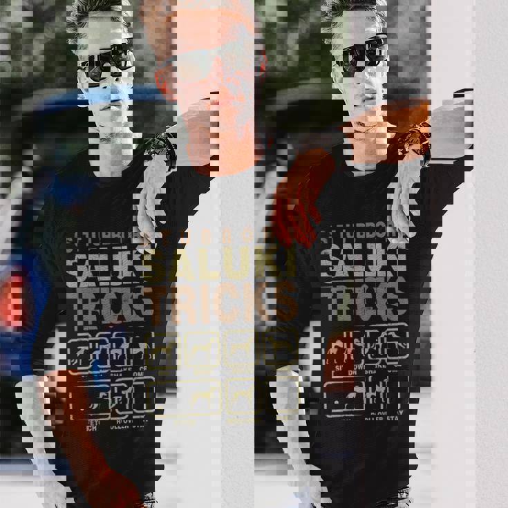 頑固なサルーキのトリックシャツ、面白いサルーキの所有者の贈り物、皮肉なサルーキの恋人 長袖Tシャツ 彼への贈り物