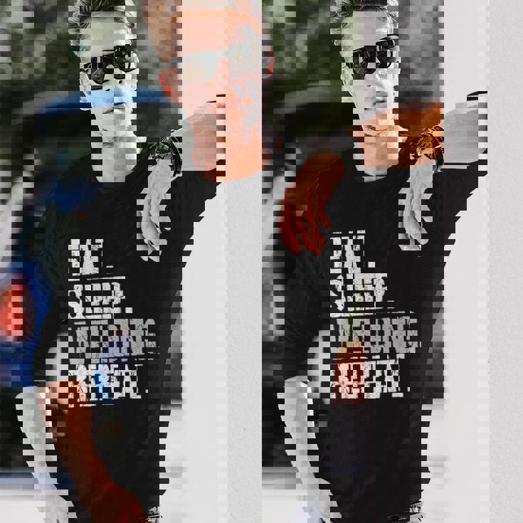 食べる睡眠溶接リピート溶接機 長袖Tシャツ 彼への贈り物